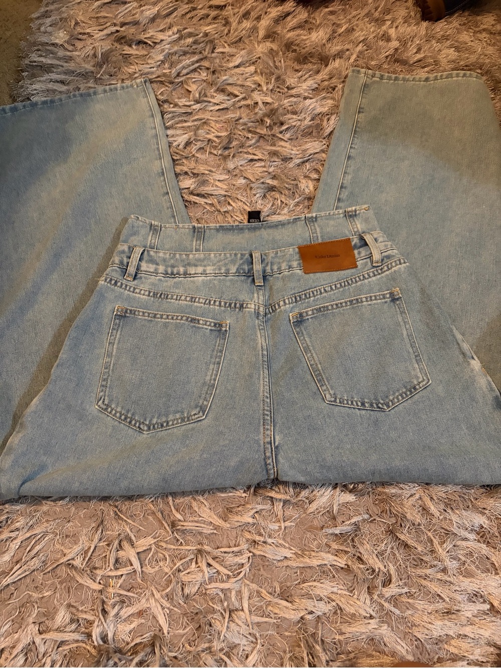 Cider Light Blue High-Rise Pleated Wide-Leg Jeans - Picture 5 of 7